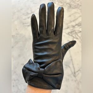 Women’s ASOS Black Gloves w/ Bow Detail Real Leather Sz S Small New Without Tags